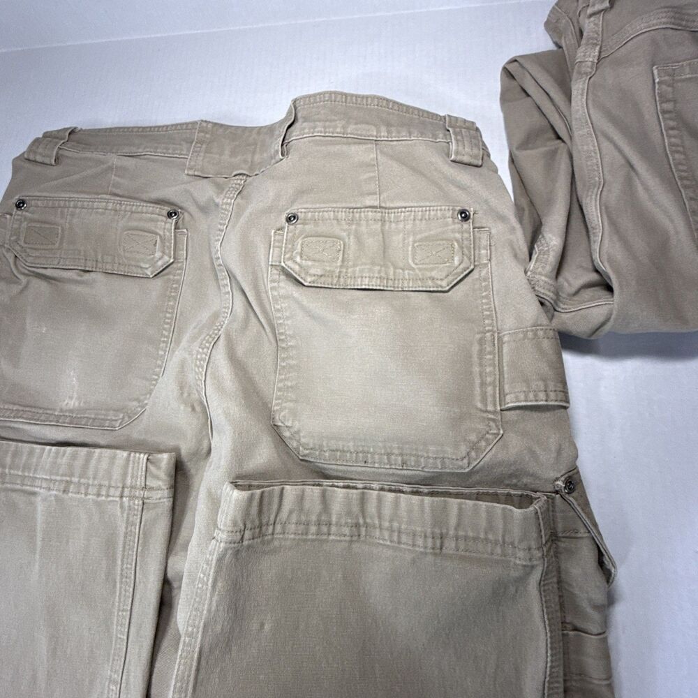 LOT 2- Duluth Trading Flex Fire House Utility Carpenter Cargo Mens 36x32 Beige - Picture 7 of 10